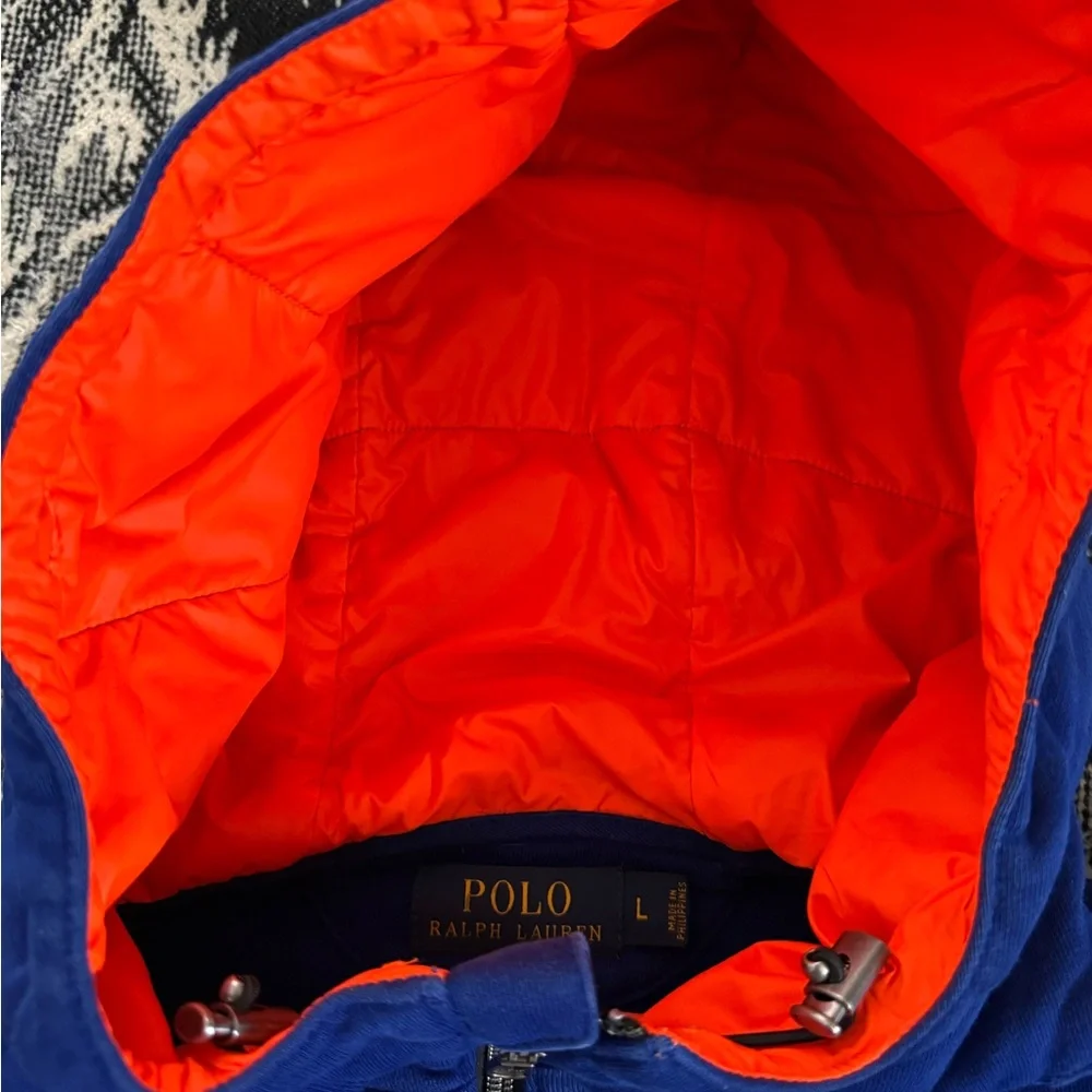 Polo Ralph Lauren Double Knit/Quilted Cookie Patch Royal Blue/Orange Zip Jacket